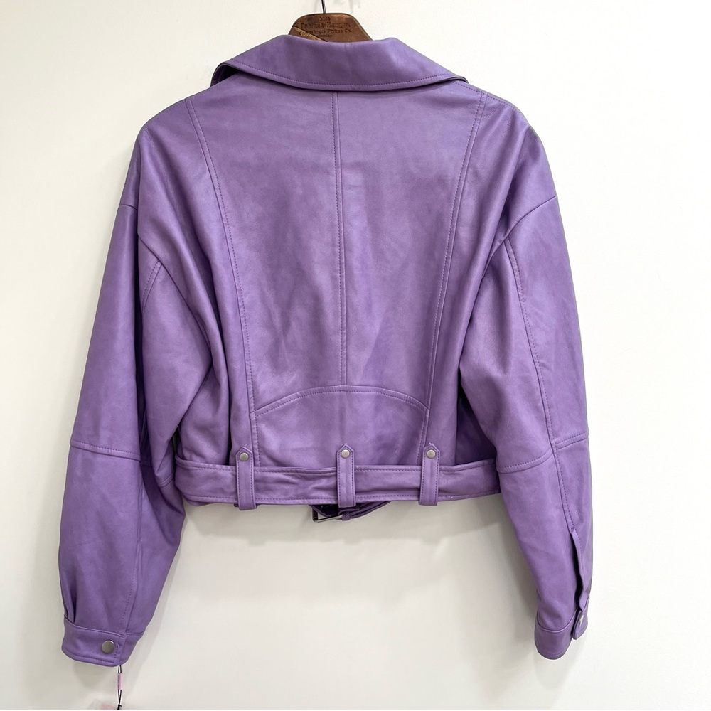 Avec Les Filles Women’s Faux Leather Purple Grape Crush Moto Jacket Large - Picture 2 of 6